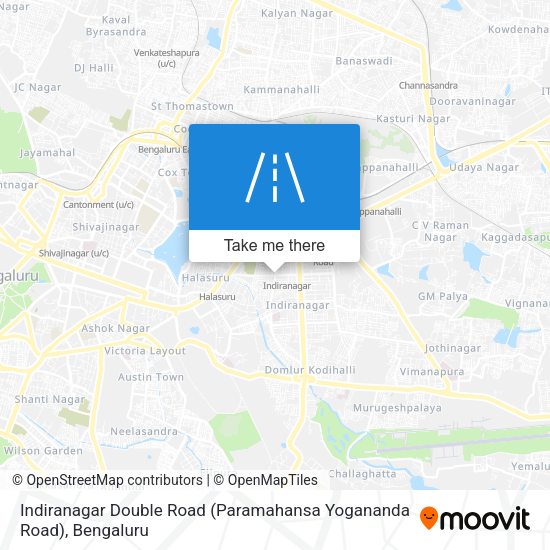 Indiranagar Double Road (Paramahansa Yogananda Road) map