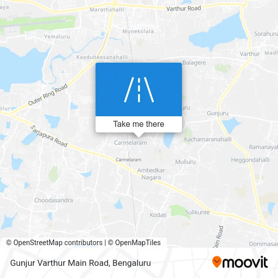 Gunjur Varthur Main Road map
