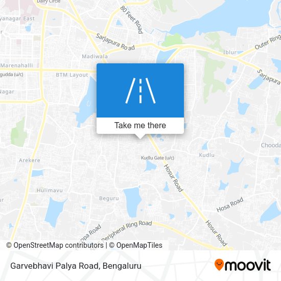 Garvebhavi Palya Road map