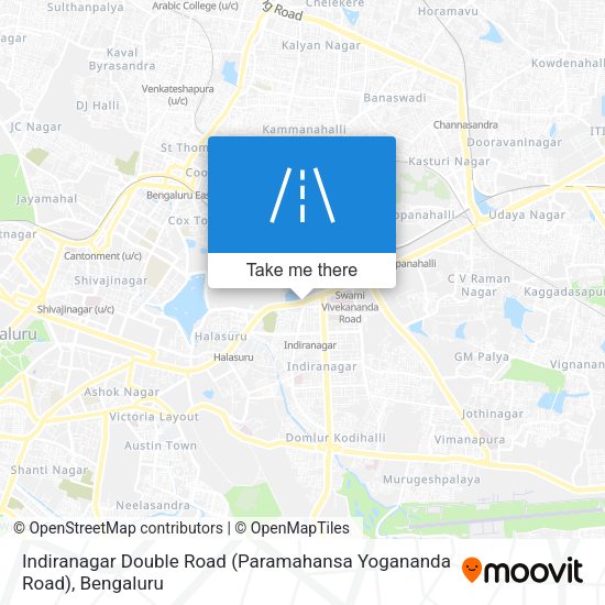 Indiranagar Double Road (Paramahansa Yogananda Road) map
