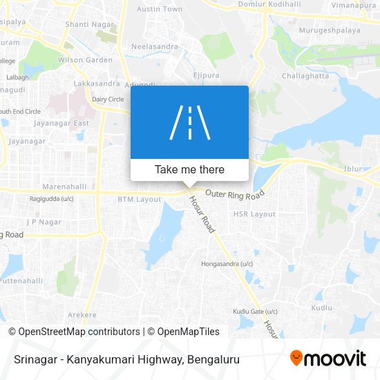 Srinagar - Kanyakumari Highway map