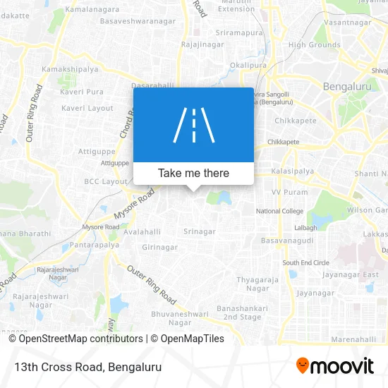 13th Cross Road map