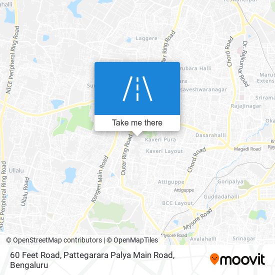 60 Feet Road, Pattegarara Palya Main Road map