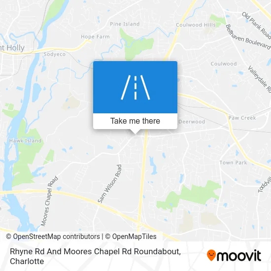 Rhyne Rd And Moores Chapel Rd Roundabout map