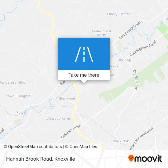 Hannah Brook Road map