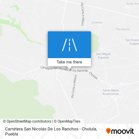 Mapa de Carretera San Nicolás De Los Ranchos - Cholula
