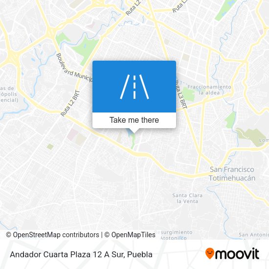 Andador Cuarta Plaza 12 A Sur map