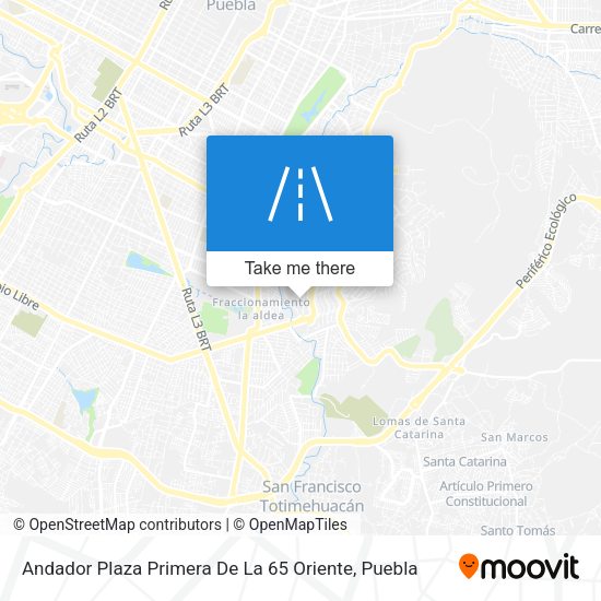Andador Plaza Primera De La 65 Oriente map