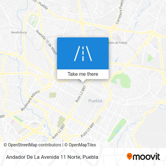 Andador De La Avenida 11 Norte map