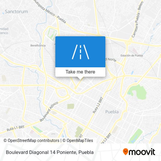 Boulevard Diagonal 14 Poniente map