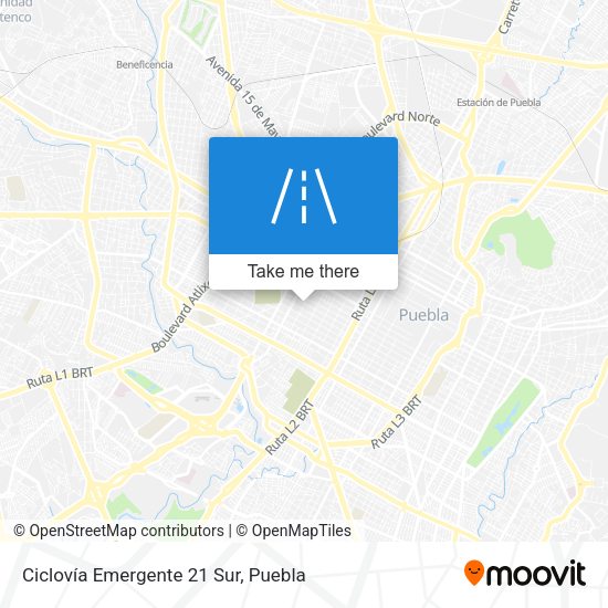 Mapa de Ciclovía Emergente 21 Sur