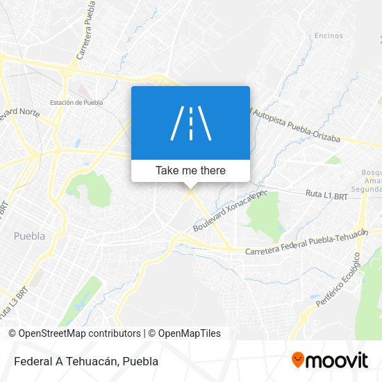 Mapa de Federal A Tehuacán