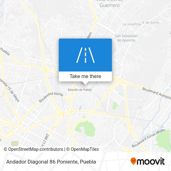Mapa de Andador Diagonal 86 Poniente