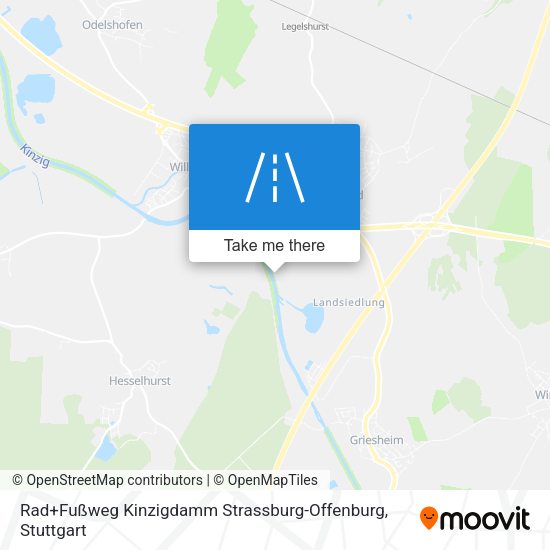 Rad+Fußweg Kinzigdamm Strassburg-Offenburg map