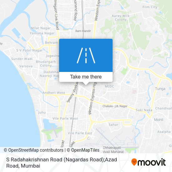 S Radahakrishnan Road (Nagardas Road);Azad Road map