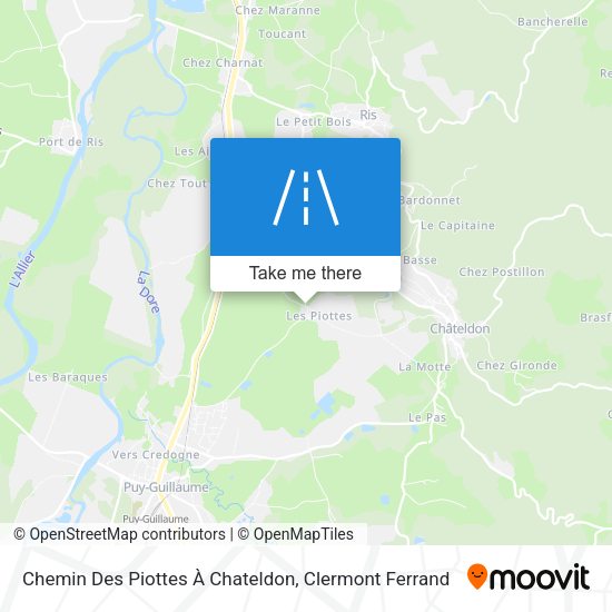 Chemin Des Piottes À Chateldon map