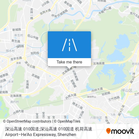 深汕高速 010国道;深汕高速 010国道 机荷高速 Airport–He'Ao Expressway map