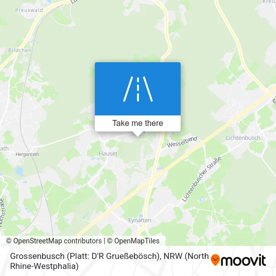 Карта Grossenbusch (Platt: D'R Grueßebösch)
