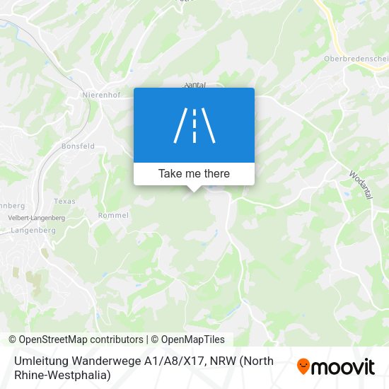 Umleitung Wanderwege A1/A8/X17 map