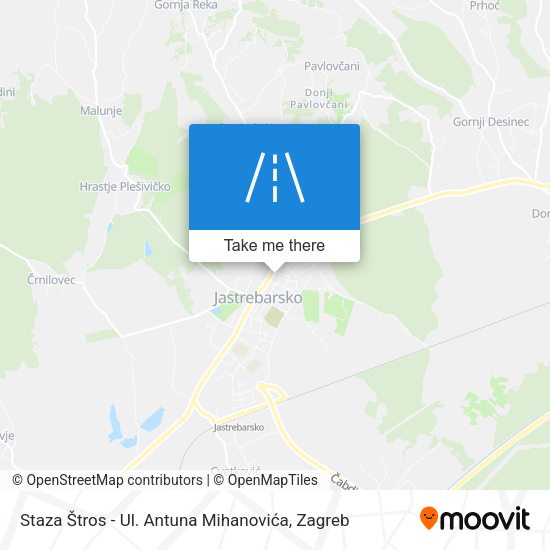 Staza Štros - Ul. Antuna Mihanovića map