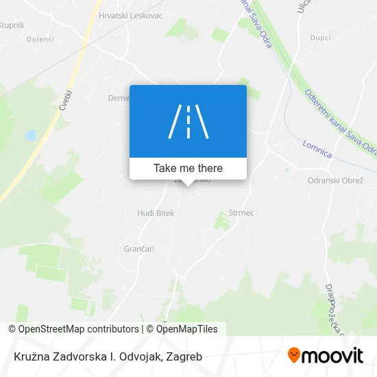 Kružna Zadvorska I. Odvojak map