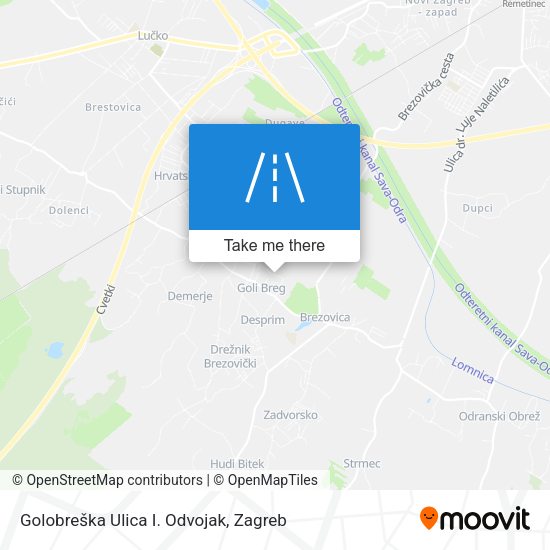Golobreška Ulica I. Odvojak map