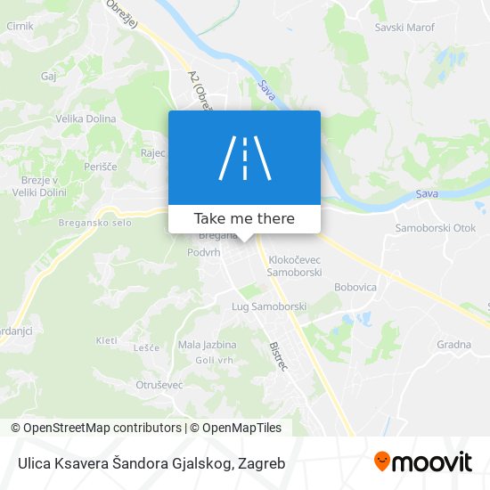 Ulica Ksavera Šandora Gjalskog map