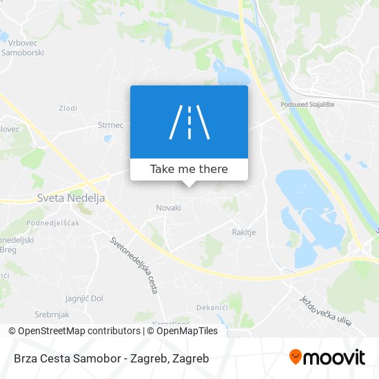 Brza Cesta Samobor - Zagreb map