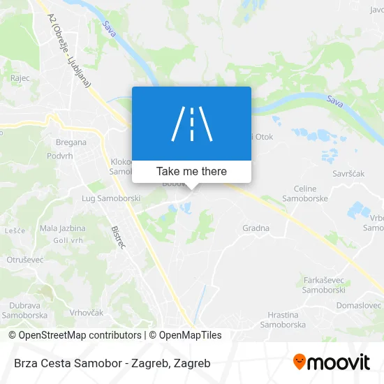 Brza Cesta Samobor - Zagreb map