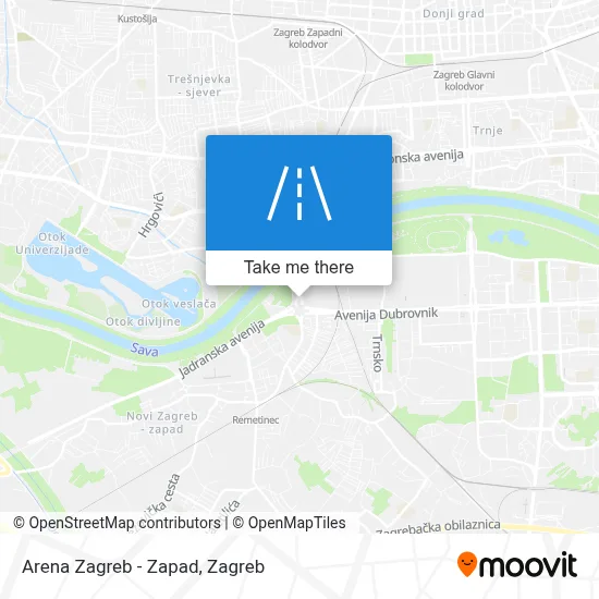 Arena Zagreb - Zapad map