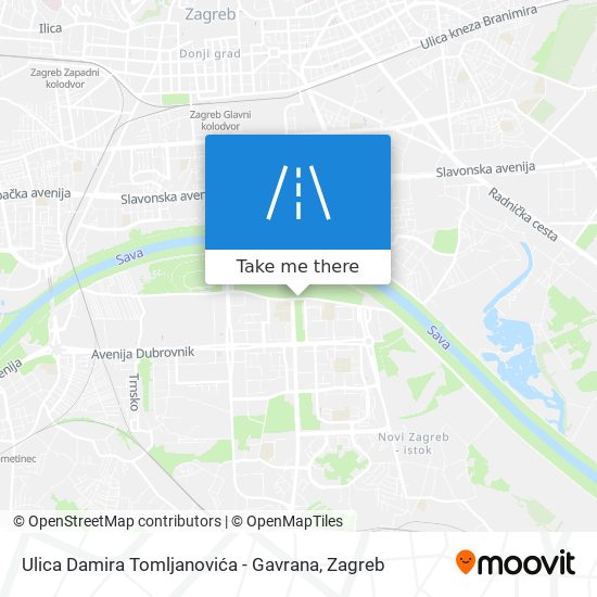 Ulica Damira Tomljanovića - Gavrana map