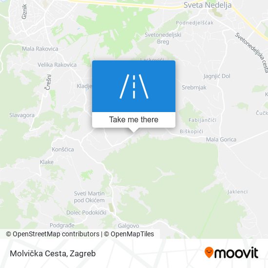 Molvička Cesta map