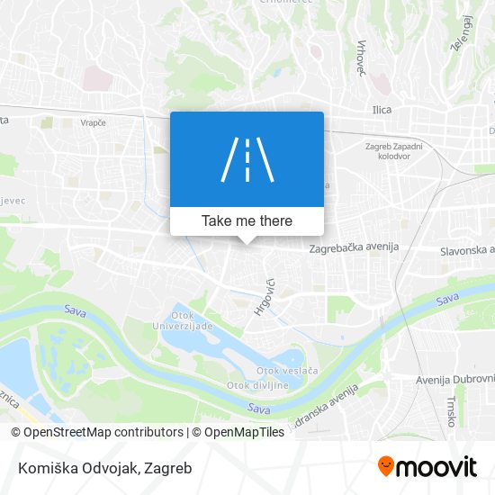 Komiška Odvojak map