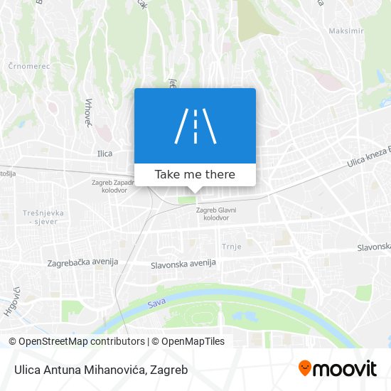 Ulica Antuna Mihanovića map