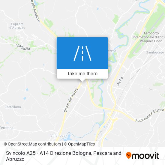 Svincolo A25 - A14 Direzione Bologna map