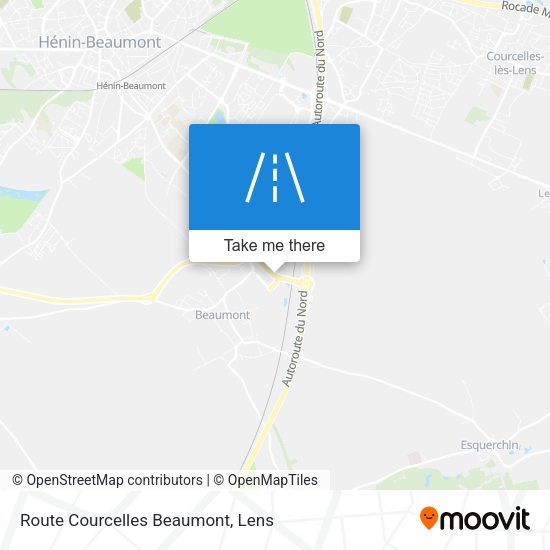 Route Courcelles Beaumont map