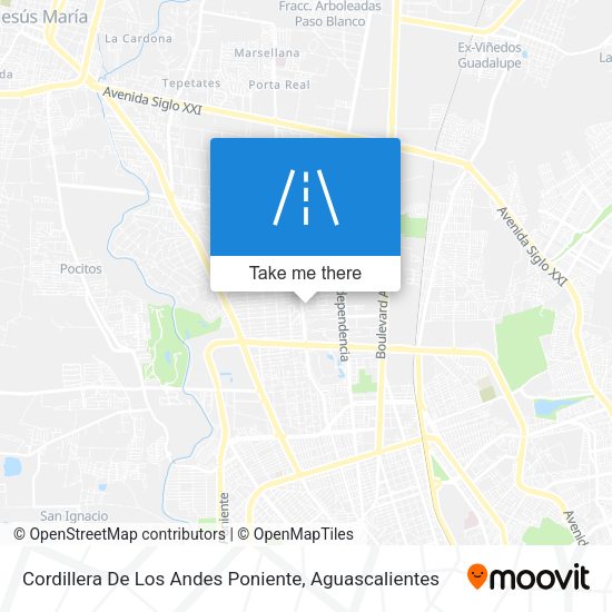 Cordillera De Los Andes Poniente map