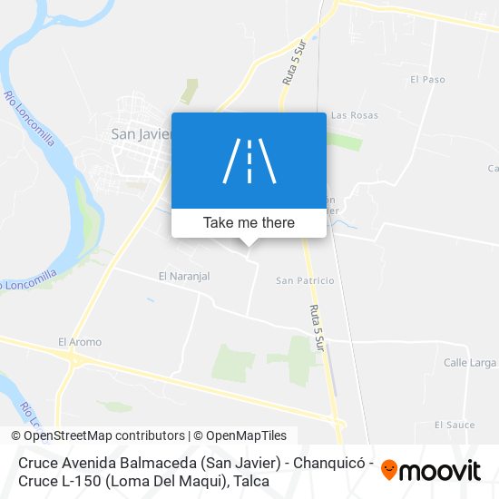 Cruce Avenida Balmaceda (San Javier) - Chanquicó - Cruce L-150 (Loma Del Maqui) map