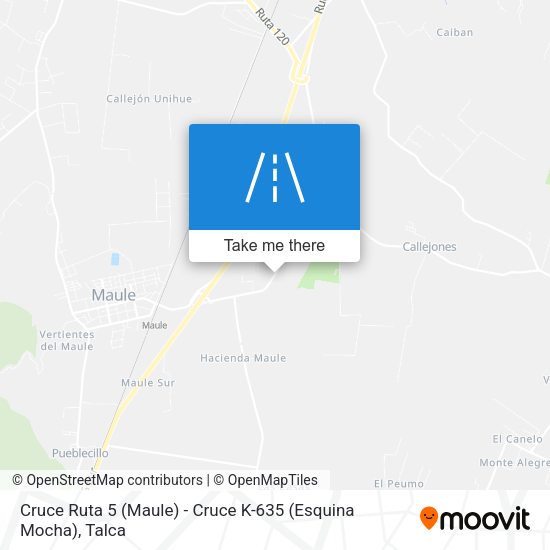 Cruce Ruta 5 (Maule) - Cruce K-635 (Esquina Mocha) map