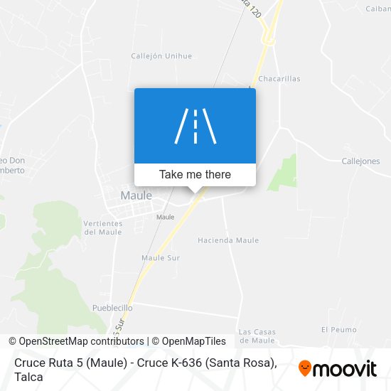 Cruce Ruta 5 (Maule) - Cruce K-636 (Santa Rosa) map