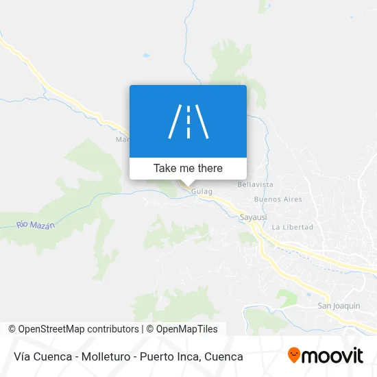 Mapa de Vía Cuenca - Molleturo - Puerto Inca