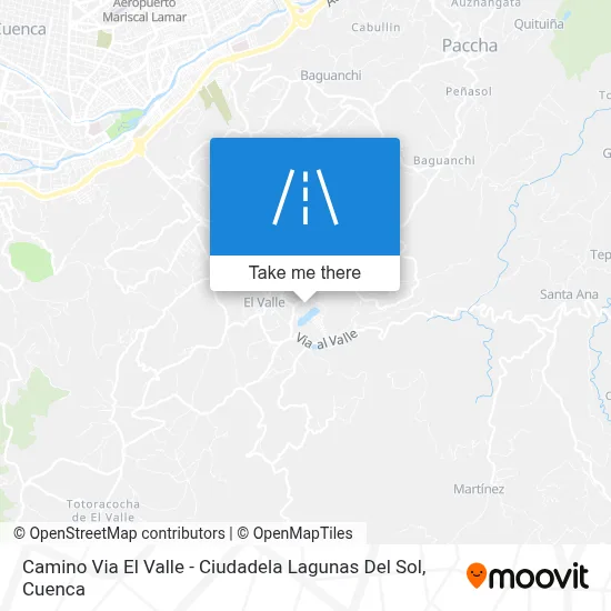 Mapa de Camino Via El Valle - Ciudadela Lagunas Del Sol