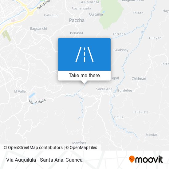 Vía Auquilula - Santa Ana map