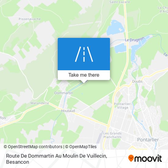 Route De Dommartin Au Moulin De Vuillecin map