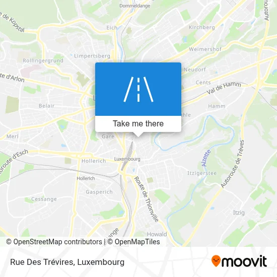 How to get to Rue Des Trvires, Luxembourg City by bus or train?
