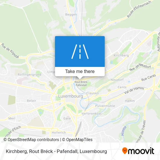 Kirchberg, Rout Bréck - Pafendall map