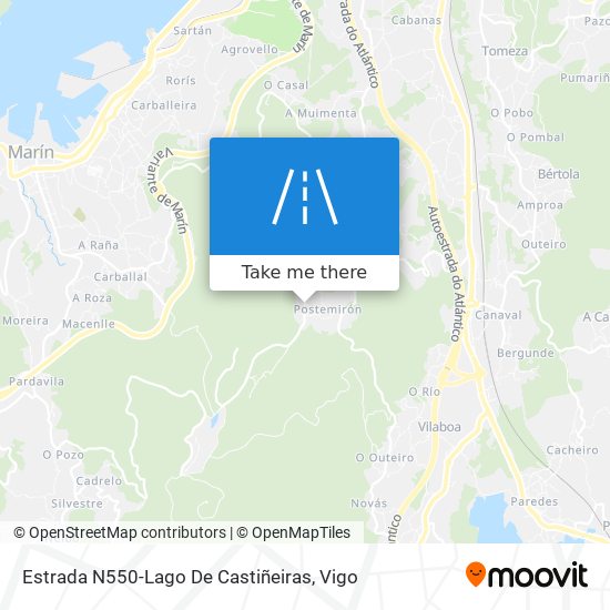 mapa Estrada N550-Lago De Castiñeiras