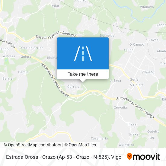 Estrada Orosa - Orazo (Ap-53 - Orazo - N-525) map