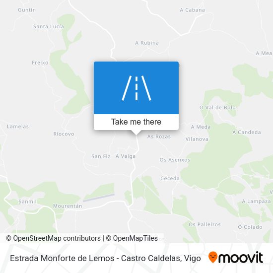 Estrada Monforte de Lemos - Castro Caldelas map