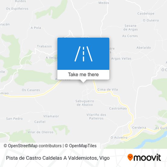 Pista de Castro Caldelas A Valdemiotos map